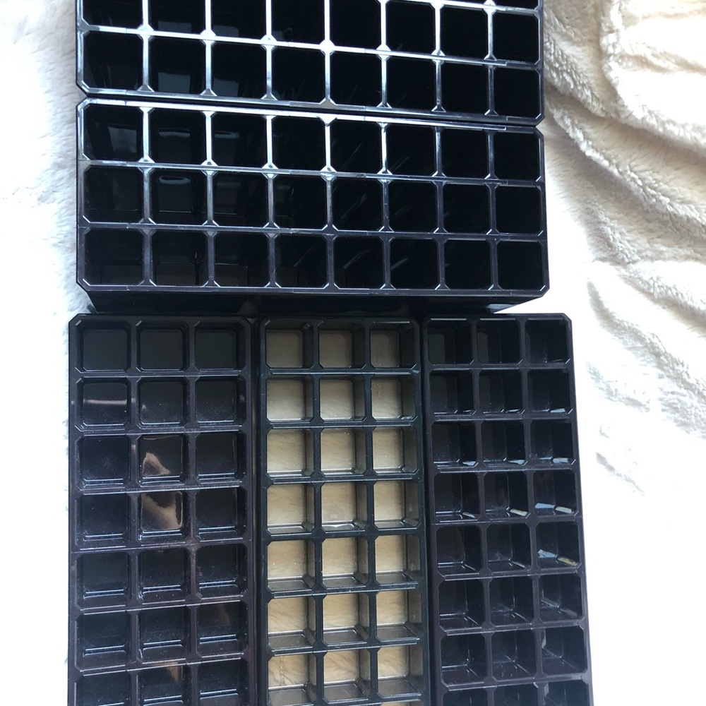 Lipstick holders, set of 5. 3 short trays, and 2 tall trays. Black.